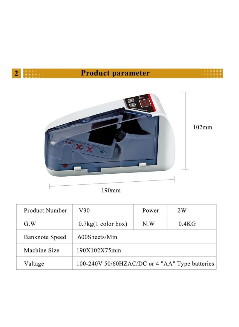 LOTFY GROUP - Portable Money Counter Machine Money Counting Machine Bill Counter Cash Counter Currency Counter Money Bill Counter Mini Money Counter Handy Bill Cash Counter - Image 1