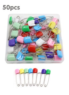 Super ZYouth 50 PCS Baby Safety Diaper Pins, Nappy Pins with Locking Closure, Stainless Steel Baby Pins with Plastic Head for Clothes Diaper Fasteners with Storage Box, Random Color  - Image 1