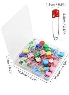 Super ZYouth 50 PCS Baby Safety Diaper Pins, Nappy Pins with Locking Closure, Stainless Steel Baby Pins with Plastic Head for Clothes Diaper Fasteners with Storage Box, Random Color  - Image 2