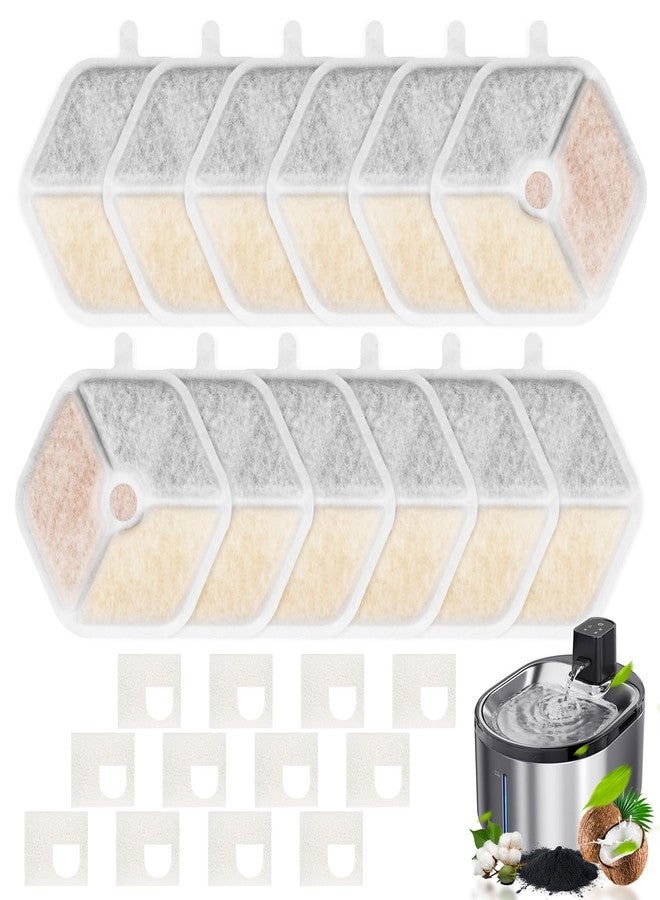 KTNAid 12+12 Filter & Sponges for Smartoo 152oz/4.5L Wireless Cat Water Fountain, Quadruple Filtration Cat Fountain Filter Replacement for Smartoo Replacement Filters - Image 1