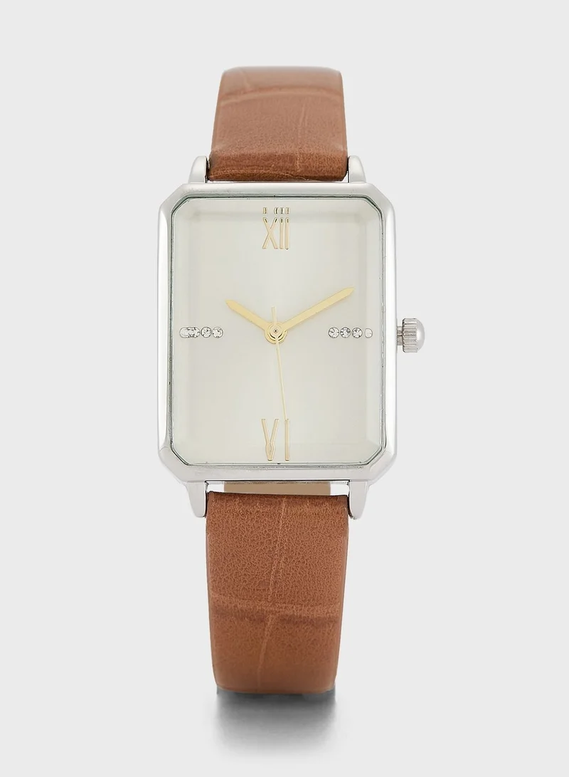ELLA Croc Strap Rectangle Watch