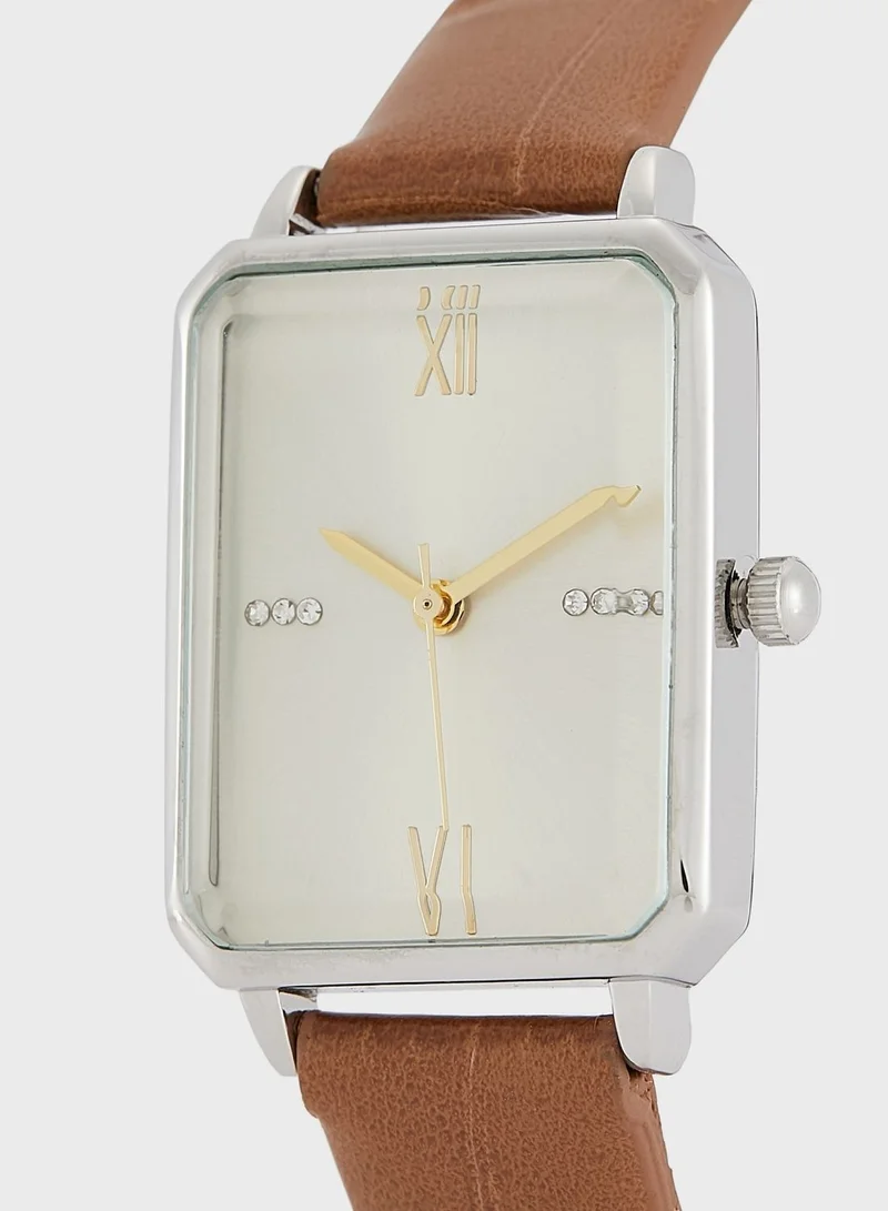 ELLA Croc Strap Rectangle Watch