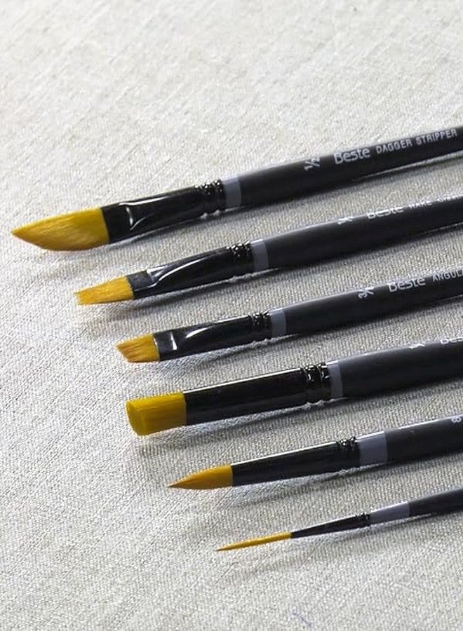 Creative Mark Beste Golden Taklon Fan Blender Set of 2 Artist Brush, Professional Watercolor Brushes, for Acrylic Painting, Short Handle, Sharp Edges, Hand-Tied & Shaped - Image 3