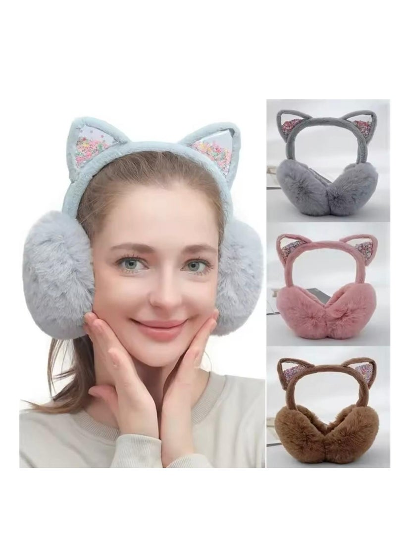 A rabbit-shaped ear warmer with a transparent ear that contains glitter in distinctive colors - Image 3