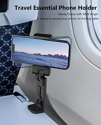 MiiKARE Travel Essentials Airplane Phone Holder, Universal Handsfree Phone Mount for Flying with 360 Degree Rotation, Travel Must Haves Phone Stand for Desk, Tray Table, Black&Black - Image 3