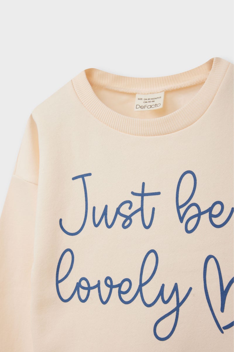 ديفاكتو سويت شيرت بناتي فلورال قصة عادية ببطانة ناعمة من قطعتين - Image 3