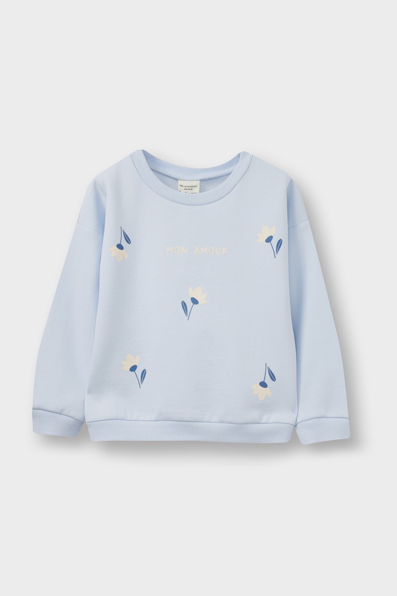 ديفاكتو سويت شيرت بناتي فلورال قصة عادية ببطانة ناعمة من قطعتين - Image 5