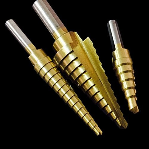 Generic 2017 New 3PCS Large HSS Steel Titanium Step Cone Drill Bit Set Hole Cutter Kits For Home Tool Accessories  - Image 1