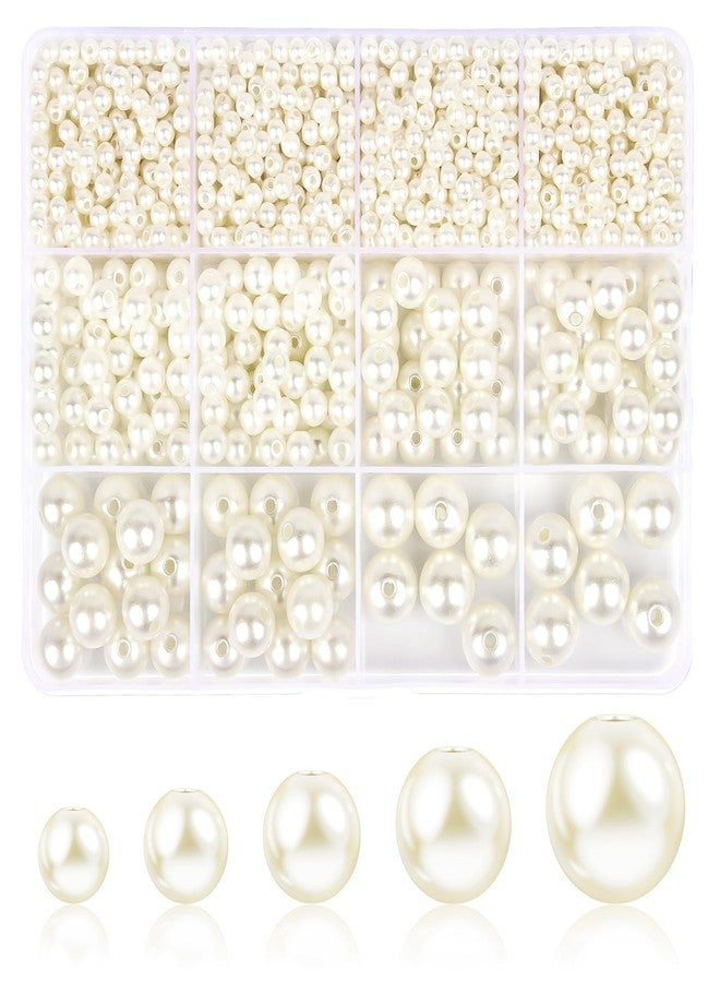 TLAOKLIU 1228pcs Pearl Beads for Jewelry Making Pearl Beads for Bracelets Pearl Beads for Crafts Pearl Beads for Bracelet Making Kit Pearl Beads with Holes for Jewelry Making, Imitation Pearls for Fillers - Image 1