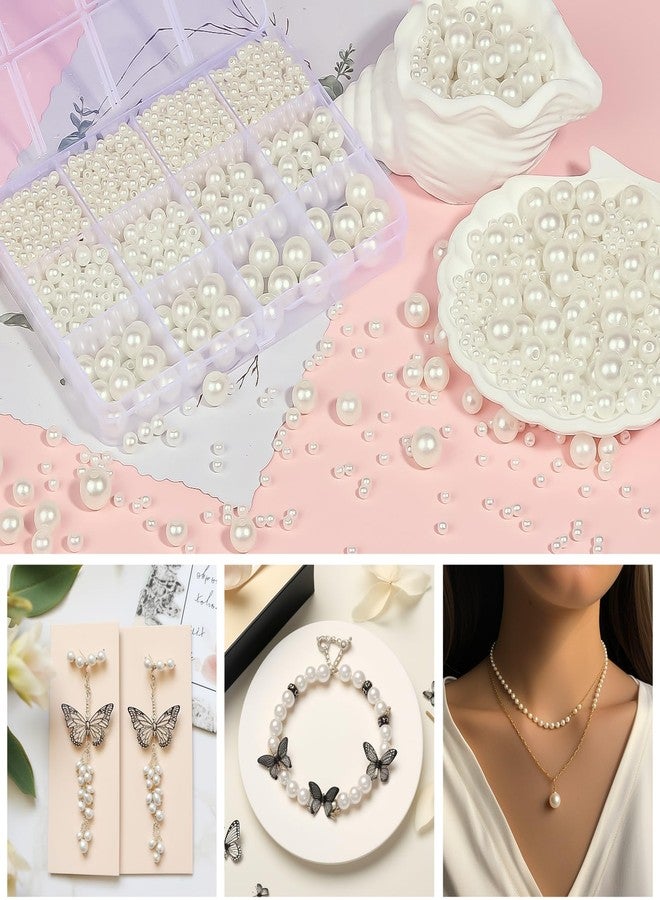 TLAOKLIU 1228pcs Pearl Beads for Jewelry Making Pearl Beads for Bracelets Pearl Beads for Crafts Pearl Beads for Bracelet Making Kit Pearl Beads with Holes for Jewelry Making, Imitation Pearls for Fillers - Image 3
