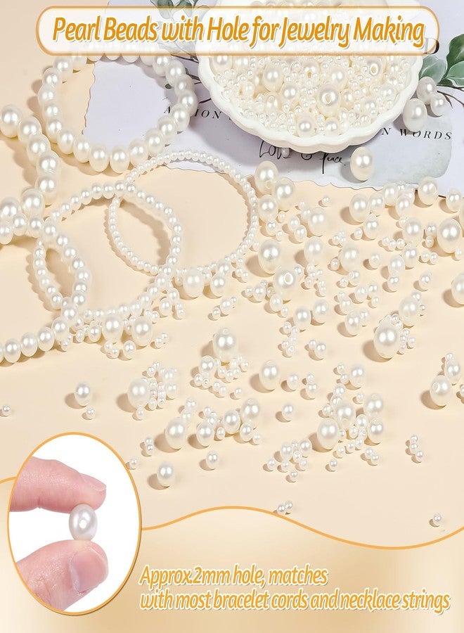 TLAOKLIU 1228pcs Pearl Beads for Jewelry Making Pearl Beads for Bracelets Pearl Beads for Crafts Pearl Beads for Bracelet Making Kit Pearl Beads with Holes for Jewelry Making, Imitation Pearls for Fillers - Image 5