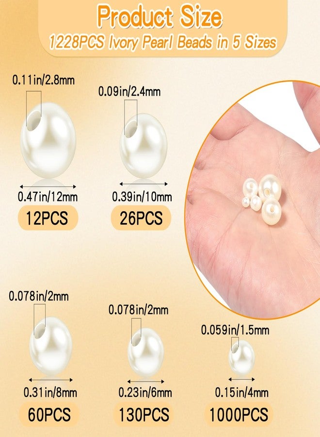 TLAOKLIU 1228pcs Pearl Beads for Jewelry Making Pearl Beads for Bracelets Pearl Beads for Crafts Pearl Beads for Bracelet Making Kit Pearl Beads with Holes for Jewelry Making, Imitation Pearls for Fillers - Image 2