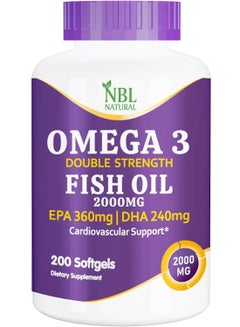 NBL Natural Omega 3 Fish Oil 2000 mg 360 EPA 240 DHA Double Strength ...