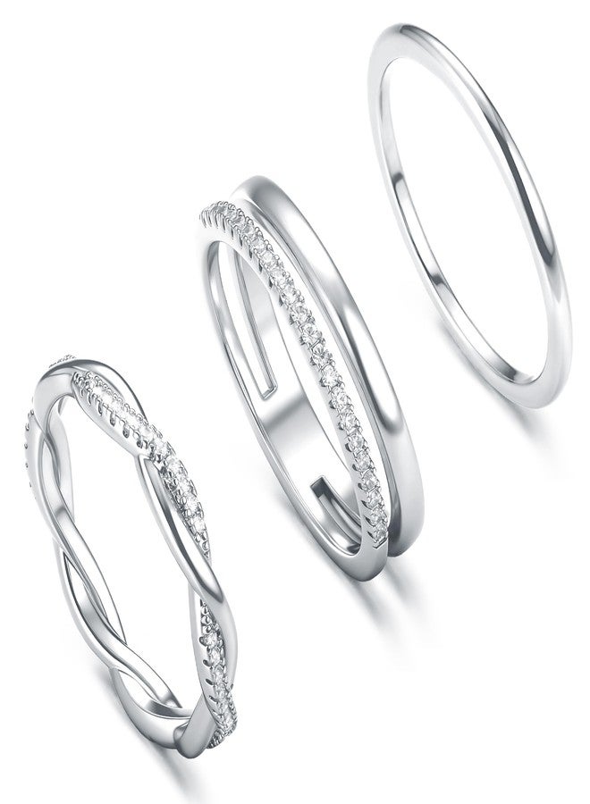 Florideco 14K Gold Plated Stackable Rings for Women Non Tarnish Dainty Cubic Zirconia Ring Set Minimalist Wedding Bands Ring Stack Statement Engagement Promise Thumb Rings Size 5-10, 7, Copper, Cubic - Image 1