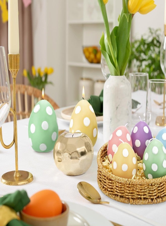 Conelist 5 Pcs Easter Eggs Candle Colorful Burning Spring Egg Shaped Votive Candle Gift Unscented for Easter Party Decorations Table Home Gift Spring Celebration(Polka Dot) - Image 4