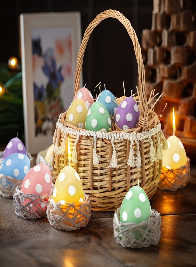 Conelist 5 Pcs Easter Eggs Candle Colorful Burning Spring Egg Shaped Votive Candle Gift Unscented for Easter Party Decorations Table Home Gift Spring Celebration(Polka Dot) - Image 3