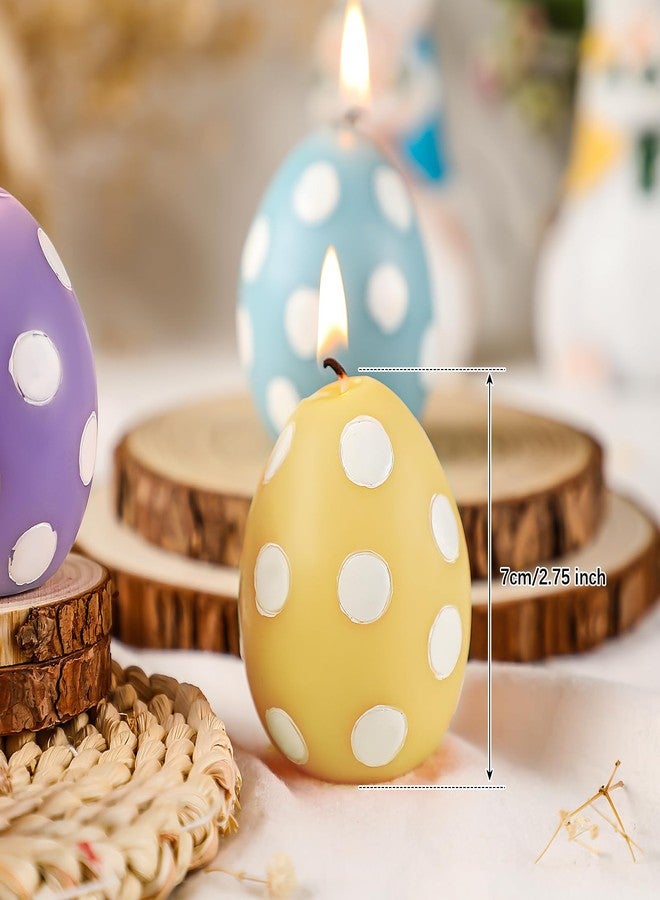 Conelist 5 Pcs Easter Eggs Candle Colorful Burning Spring Egg Shaped Votive Candle Gift Unscented for Easter Party Decorations Table Home Gift Spring Celebration(Polka Dot) - Image 2