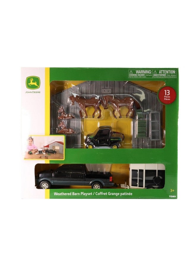John Deere مجموعة ألعاب مزرعة جون دير مع حظيرة قديمة - مقياس 1:32 - تشمل الحظيرة، شاحنة بيك أب، مقطورة خيول، ألعاب خيول، والمزيد - ألعاب مزرعة جون دير - 13 قطعة - للأعمار من 3 سنوات وما فوق - Image 5