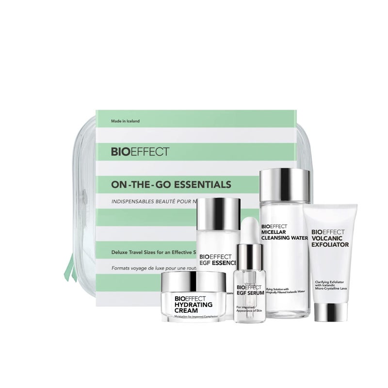 Bioeffect EGF Skincare Set of 5 Deluxe Samples On the Go Kit to Experience a Hydrating AntiAging Barley Growth Factor Daily Regimen to Cleanse Exfoliate Moisturizer Renew Restore