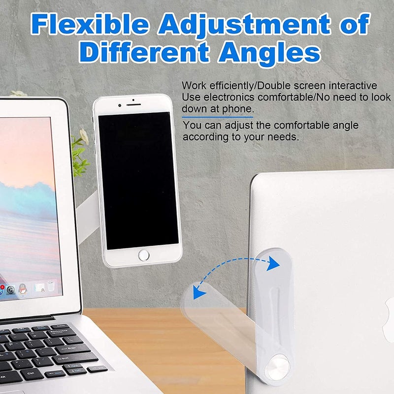 FUNI 3 Pieces Magnetic Laptop Phone Holder Adjustable Side Mount Clip for Laptop Expansion Stand for Smartphone, Office and Home Enjoying Dual Screen at The Same Time (White, Black, Dark Grey) - Image 4