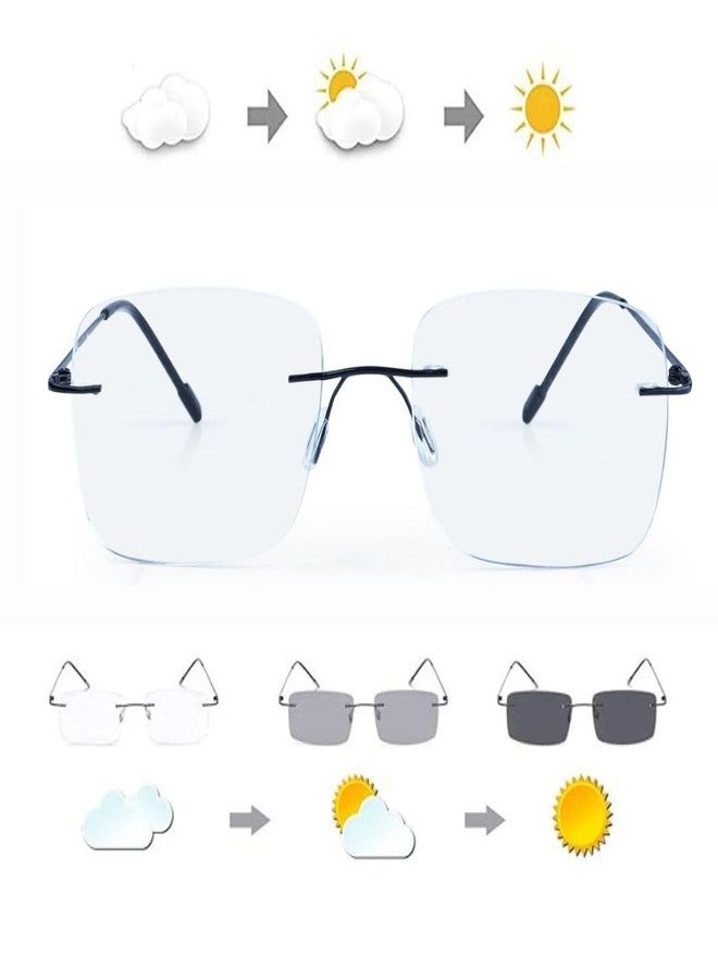 ريديكس نظارات ريدكس فوتوكرومية بدون إطار، بدون قوة، زجاج كمبيوتر مضاد للوهج يحجب الأشعة الضارة، إطار مستطيل للنظارات (أسود) - Image 4