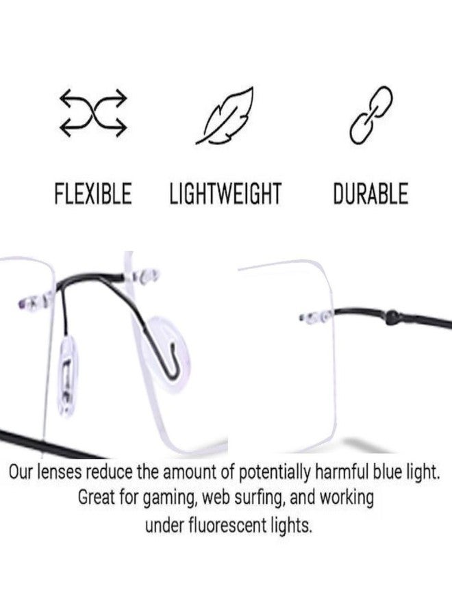ريديكس نظارات ريدكس فوتوكرومية بدون إطار، بدون قوة، زجاج كمبيوتر مضاد للوهج يحجب الأشعة الضارة، إطار مستطيل للنظارات (أسود) - Image 5
