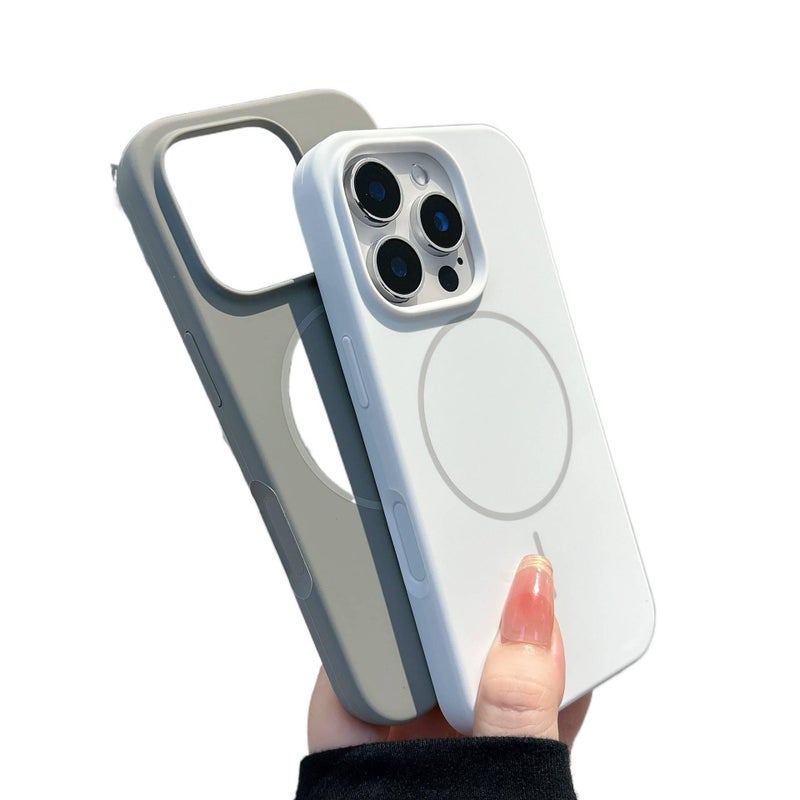 غطاء MagSafe بسيليكون لـ iPhone 11 Pro Max مع مقاوم للصدمات وحماية من السقوط مع مقاوم للصدمات مع سيليكون سائل مع مغناطيسي باللون Antique White من السيليكون - Layan Lure - Image 5