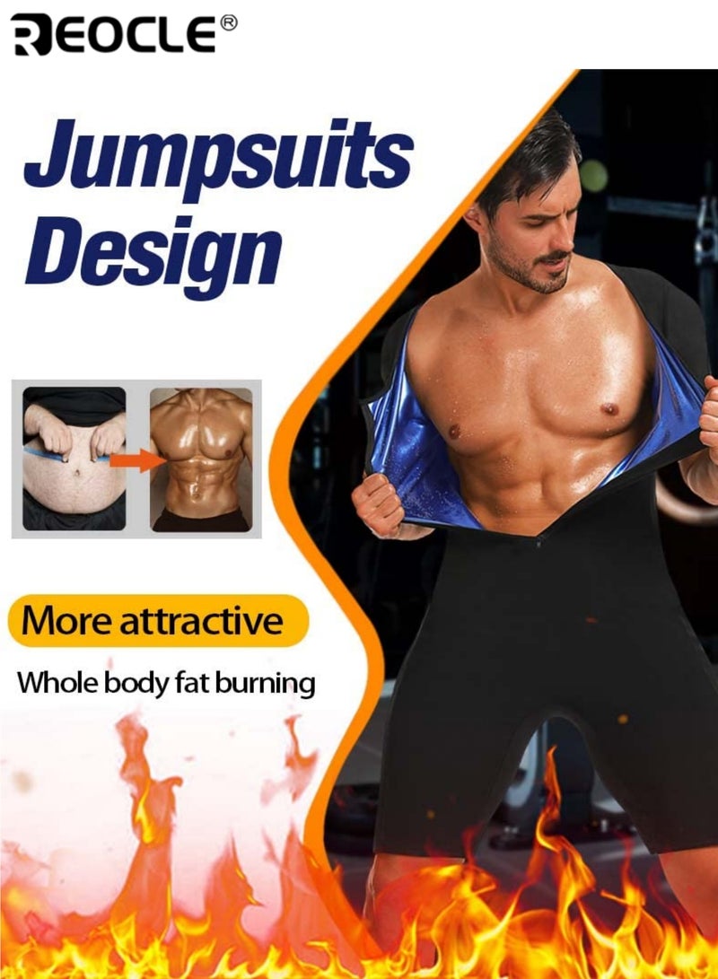 REOCLE Men's Full Body Workout Sauna Suit Quick Dry Gym and Swim Trunks All Season Muscle Trainer Shirt for Bodybuilding Gym Sauna and Outdoor Activities - Image 4