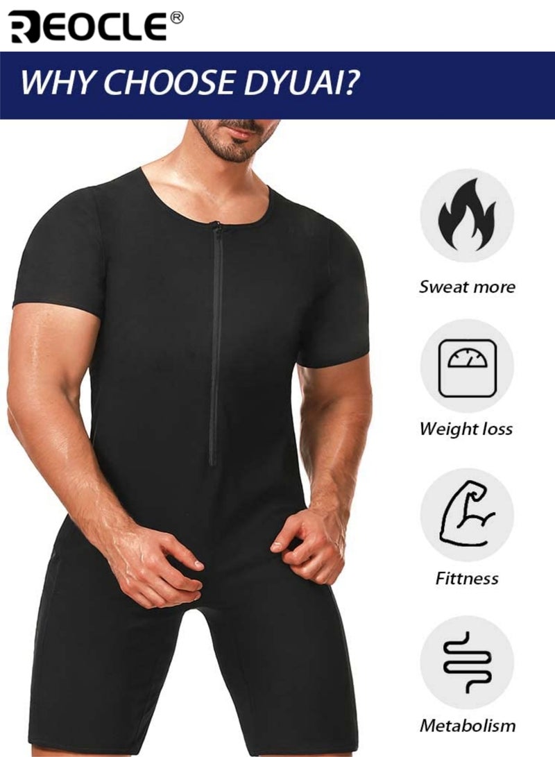 REOCLE Men's Full Body Workout Sauna Suit Quick Dry Gym and Swim Trunks All Season Muscle Trainer Shirt for Bodybuilding Gym Sauna and Outdoor Activities - Image 2