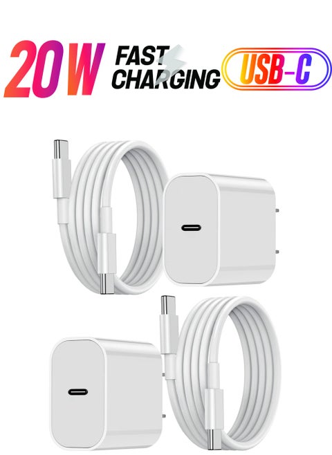 2Pack 20W USB C Fast Charging and 1M USB C to C Cable Cord, Type C Wall Plug Power Adapter for iPad Pro 2022/2021/2020/2018,12.9/11/10.9 inch,iPad Air 4/5th