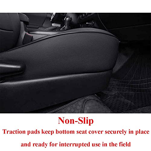 EKR Custom Fit Tacoma Front Car Seat Covers for Select Toyota Tacoma 2016 2017 2018 2019 2020 2021 2022 2023 Double Cab/Access Cab - Front Row Only, Leather (Black) - Image 3