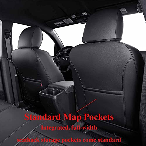 EKR Custom Fit Tacoma Front Car Seat Covers for Select Toyota Tacoma 2016 2017 2018 2019 2020 2021 2022 2023 Double Cab/Access Cab - Front Row Only, Leather (Black) - Image 4