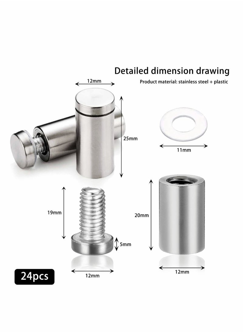 Y&D Standoff Fixings Screws, 24Pcs Stainless Steel Sign Advertising Nails, 12x25mm  - Image 4