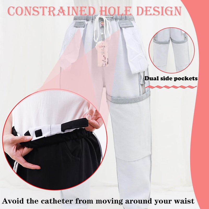 AUSTYLCO Urine Bag Holder Pants with Zippered Pockets,Incontinence Catheter Pants,Urine Bag Holder Trousers for Nephropathy Nephrostomy,Cystostomy,Eelderly - Image 4