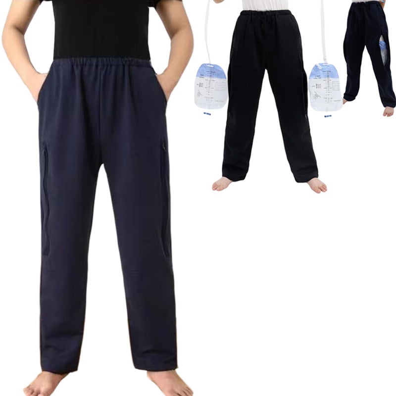 AUSTYLCO Urine Bag Holder Pants with Zippered Pockets,Incontinence Catheter Pants,Urine Bag Holder Trousers for Nephropathy Nephrostomy,Cystostomy,Eelderly - Image 1