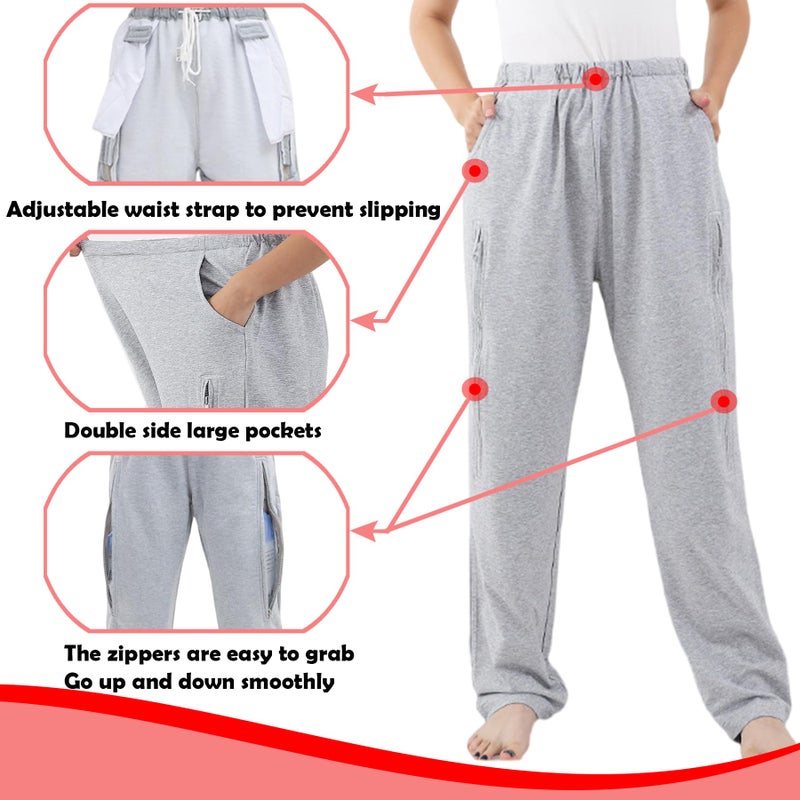 AUSTYLCO Urine Bag Holder Pants with Zippered Pockets,Incontinence Catheter Pants,Urine Bag Holder Trousers for Nephropathy Nephrostomy,Cystostomy,Eelderly - Image 3