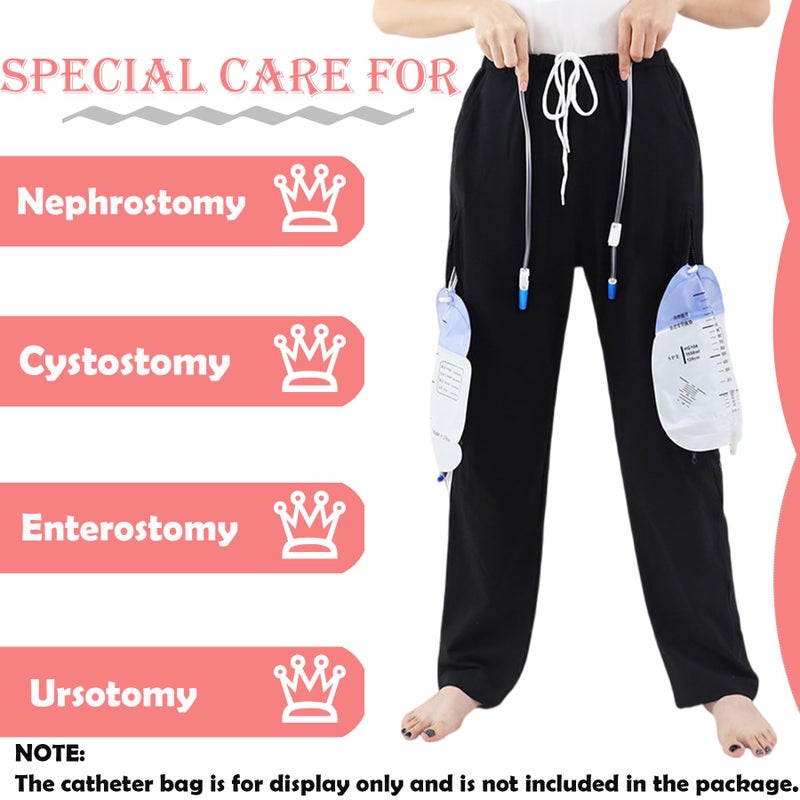 AUSTYLCO Urine Bag Holder Pants with Zippered Pockets,Incontinence Catheter Pants,Urine Bag Holder Trousers for Nephropathy Nephrostomy,Cystostomy,Eelderly - Image 2
