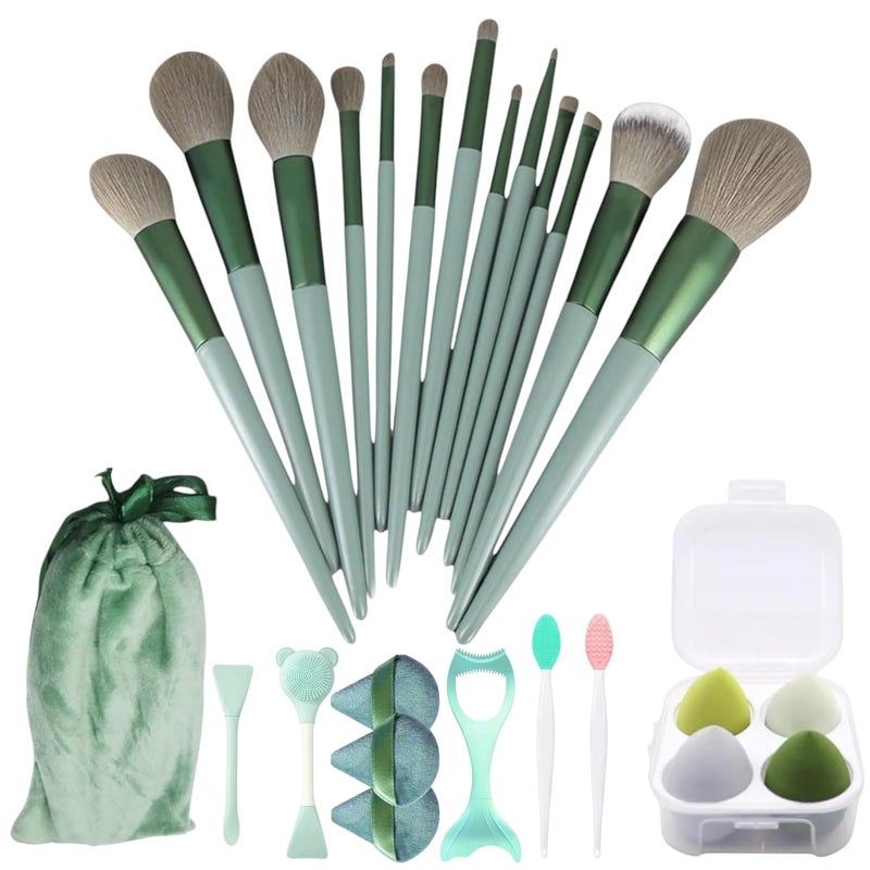 LA VENUST LAVENUST 24Piece Professional Makeup Brush Set Premium Foundation Eyeshadow Blending Brushes for Flawless Makeup Application Green - Image 1