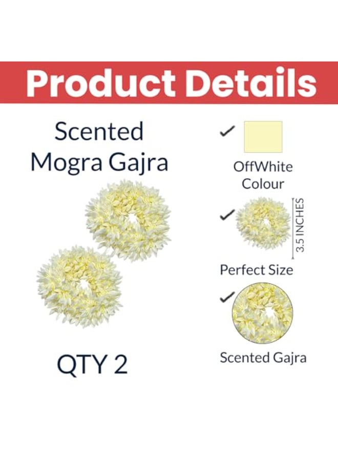 Temperia Scented Mogra Gajra Hair Accessories For Women Hair Flower Bun Artificial Fake Gajra Scrunchies Rubber Band Premium Voluminous White - Image 3