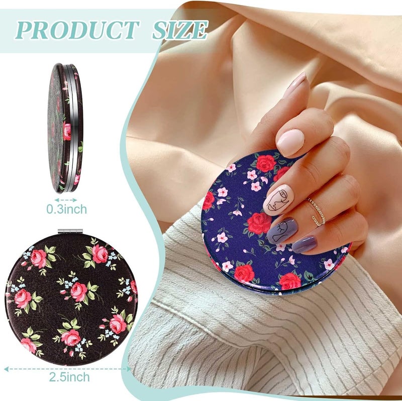 FEELHIGH FEELHIGH 6 Pack Pocket Mirrors for Women Mini Compact Mirror for Purse Magnifying Travel Makeup Mirror Portable Folding Mirror Gift Mirrors for Students Teacher FriendRandom Design  - Image 2