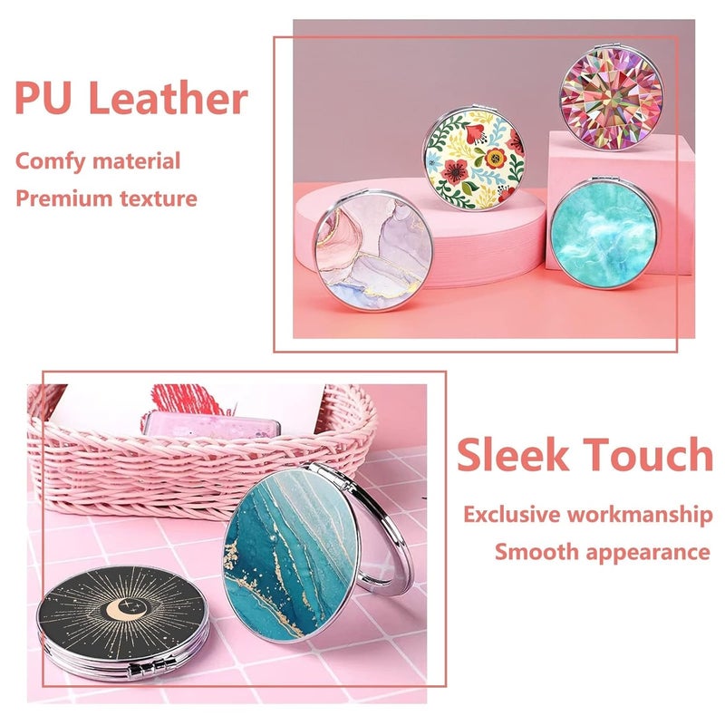 FEELHIGH FEELHIGH 6 Pack Pocket Mirrors for Women Mini Compact Mirror for Purse Magnifying Travel Makeup Mirror Portable Folding Mirror Gift Mirrors for Students Teacher FriendRandom Design  - Image 5