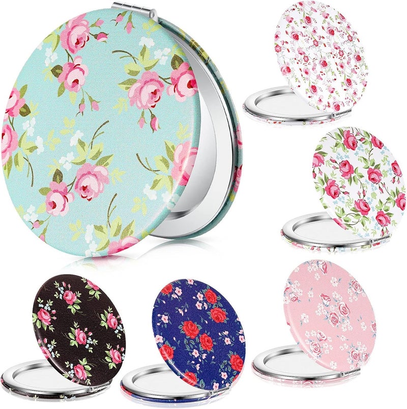 FEELHIGH FEELHIGH 6 Pack Pocket Mirrors for Women Mini Compact Mirror for Purse Magnifying Travel Makeup Mirror Portable Folding Mirror Gift Mirrors for Students Teacher FriendRandom Design  - Image 1