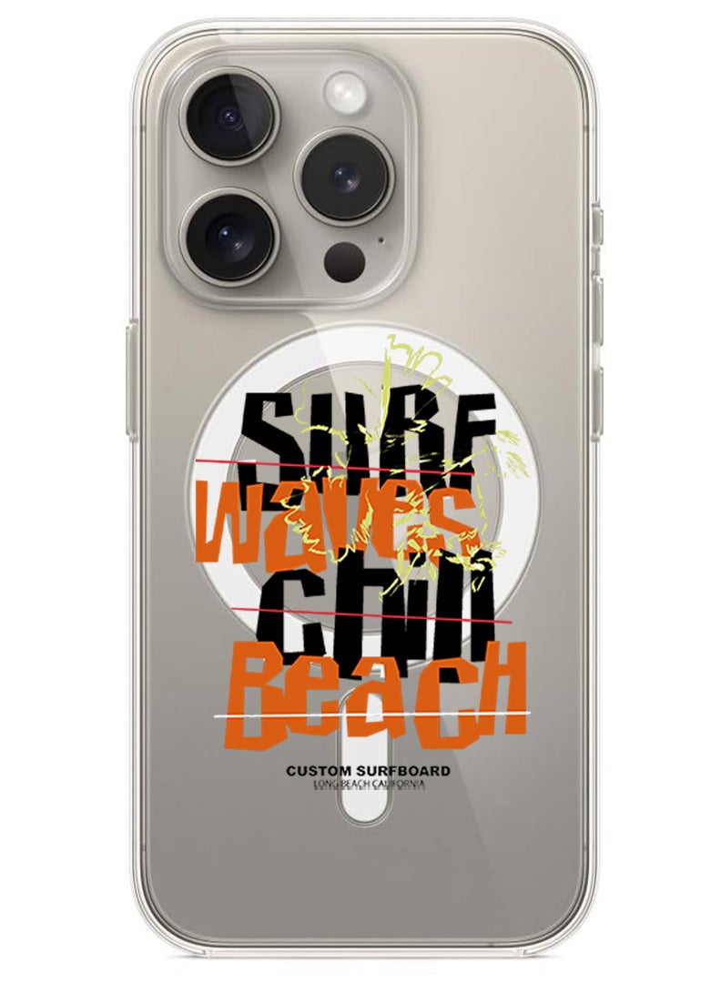 Theodor Magnetic Case for iPhone 15 Pro Max 6.7-inch Compatible with MagSafe Wireless Charging, Shockproof Phone Bumper Cover Surf waves chill beach black copy - Image 1