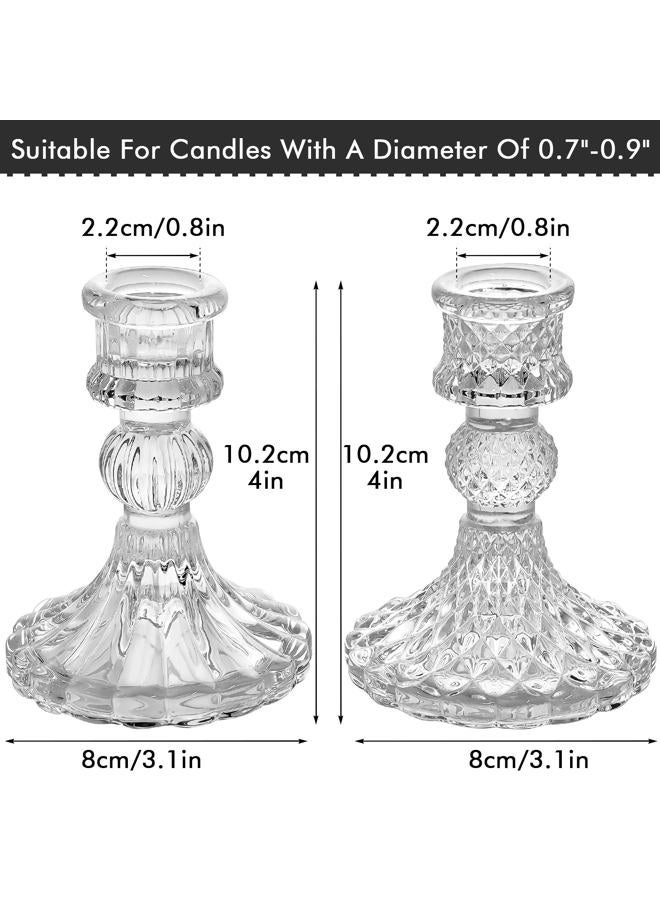 SuproBarware Clear Glass Candlestick Holders,2pcs Set Include Taper Candle Holders and Stripe Candle Holders,Two Style for Formal Events, Wedding, Festival,Church, Party & Festival Decoration (Clear-2) - Image 3