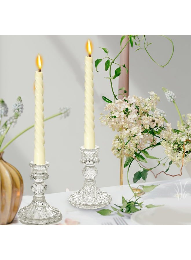 SuproBarware Clear Glass Candlestick Holders,2pcs Set Include Taper Candle Holders and Stripe Candle Holders,Two Style for Formal Events, Wedding, Festival,Church, Party & Festival Decoration (Clear-2) - Image 5