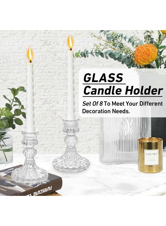 SuproBarware Clear Glass Candlestick Holders,2pcs Set Include Taper Candle Holders and Stripe Candle Holders,Two Style for Formal Events, Wedding, Festival,Church, Party & Festival Decoration (Clear-2) - Image 4