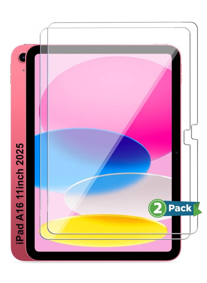ابل ايباد A16 11 بوصة واقي شاشة من قطعتين، واقي شاparency, Delicate Touch Screen Protector For Apple iPad A16 11 inch 2025شة من الزجاج المقوى عالي الوضوح، مقاوم للخدش، خالٍ من الفقاعات، شفافية عالية، واقي شاشة يعمل باللمس رقيق ابل ايباد A16 11 بوصة - Image 1