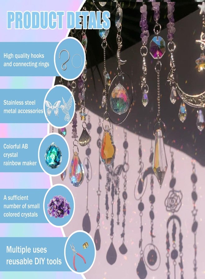 WASTROYAL 10 Sets DIY Suncatchers 420pcs Sun Catchers Making Supplies Kit Crafts for Adults Hanging Prism Sun Catcher with Crystals Rainbow Maker for Indoor Window Home Wedding Garden Spring Decor (hummingbird) - Image 3