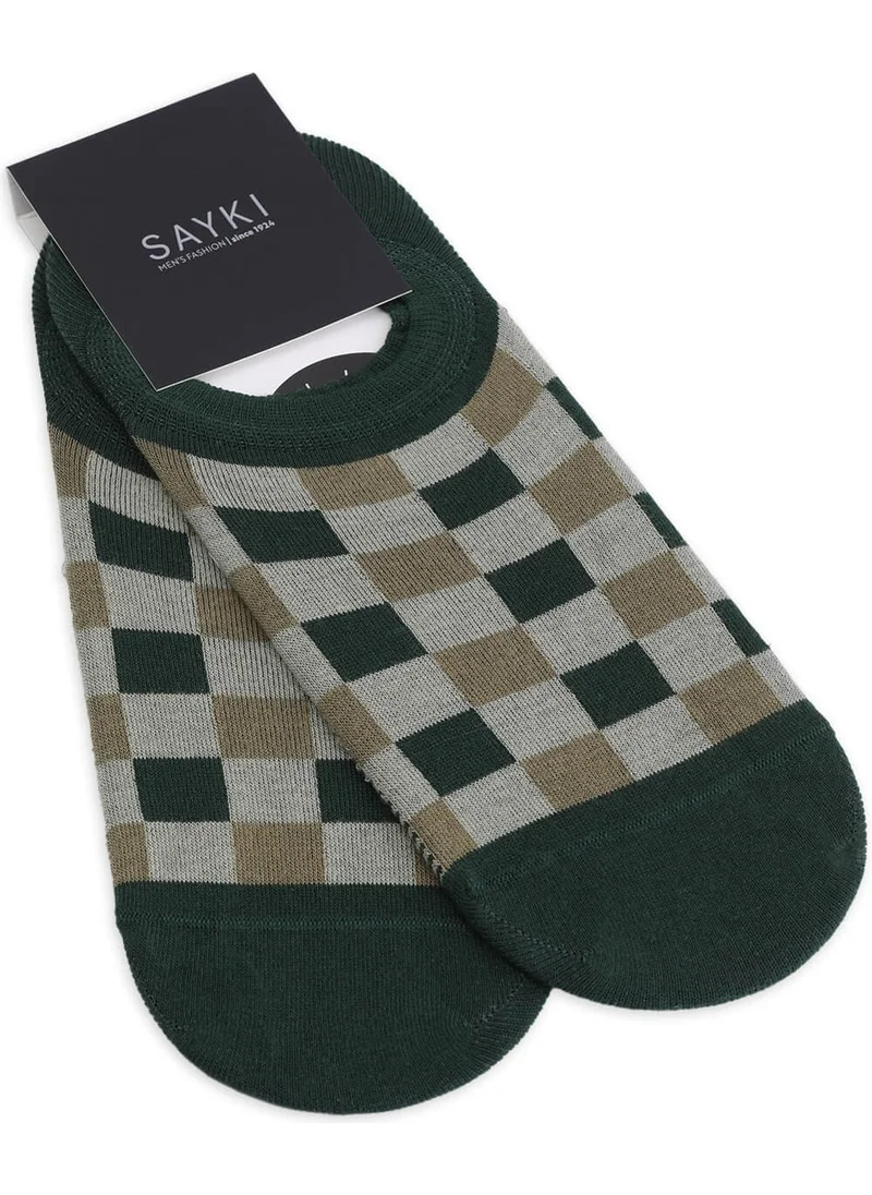 Hatemoğlu Green Double Cotton Plaid Ballerina Socks