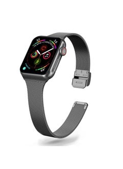 Replacement Strap For Apple Watch Series 9&8&7 41mm / SE 3&SE 2&6&SE&5&4 40mm / 3&2&1 38mm Milanese Stainless Steel Watch Band Black